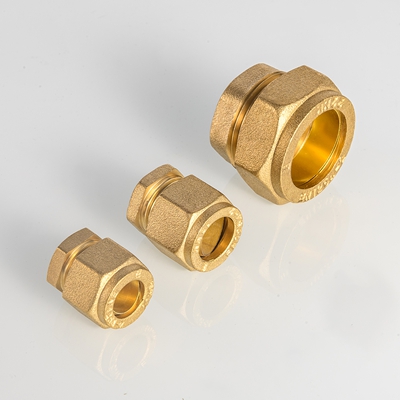 EN1254 Smidd mässings kompressionsstoppände för rörkopplingar med lågtrycksvattenförsörjning
