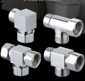 Massiv mässing G1/2 3-vägskoppling, 1 inlopp 2 utlopp hane invändig gänga rörkoppling