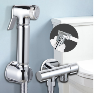 Handhållen bidéspruta i massiv mässing med duschhuvud - Högtrycksvattenpistol för rengöring av badrum