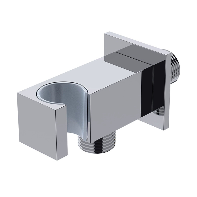Fyrkantig vinkelventil i massiv mässing med monteringsfäste, Väggutloppsstoppventil för varmt och kallt vatten för kran